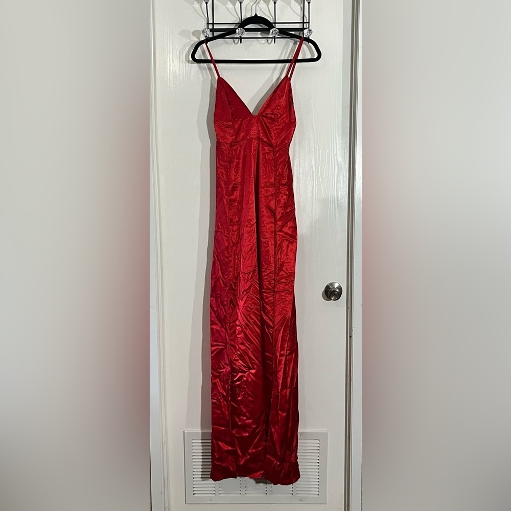 Silky Red Evening Gown